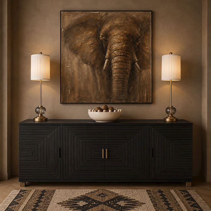 BLACK FOUR DOOR SIDEBOARD 162x43x86cm